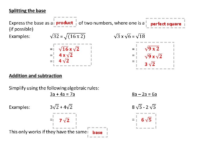 product perfect square base 