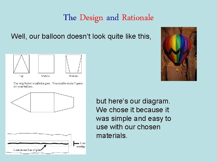 The Design and Rationale Well, our balloon doesn’t look quite like this, but here’s