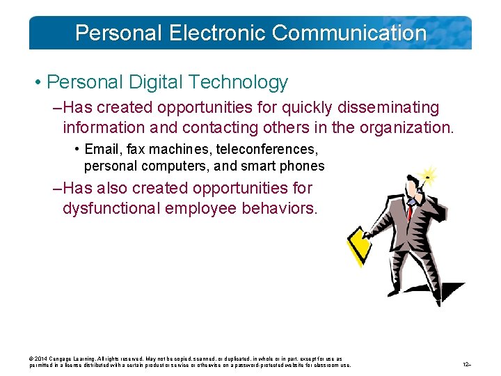 Personal Electronic Communication • Personal Digital Technology – Has created opportunities for quickly disseminating
