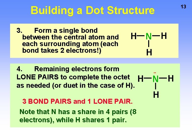 Building a Dot Structure 3. Form a single bond between the central atom and
