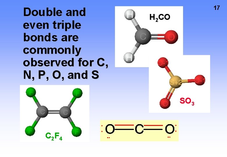 Double and even triple bonds are commonly observed for C, N, P, O, and