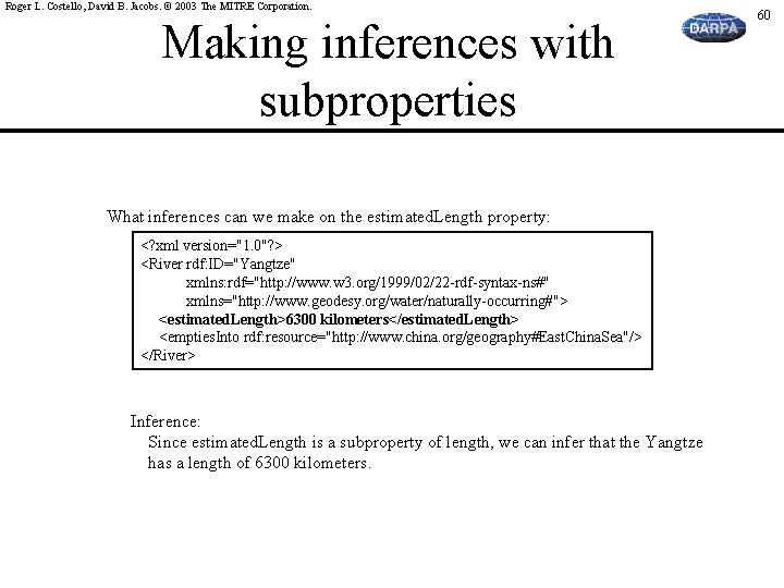 Roger L. Costello, David B. Jacobs. © 2003 The MITRE Corporation. Making inferences with