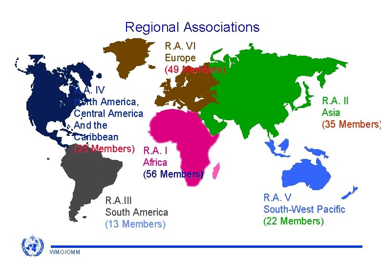 Regional Associations R. A. VI Europe (49 Members) R. A. IV North America, Central