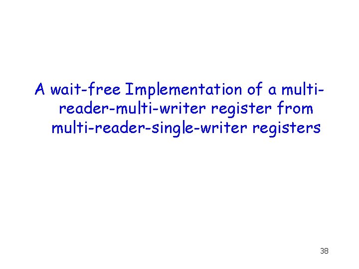 A wait-free Implementation of a multireader-multi-writer register from multi-reader-single-writer registers 38 