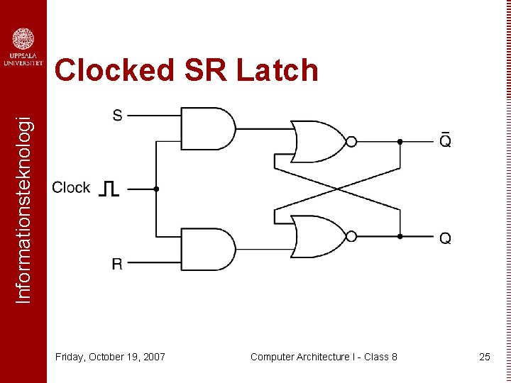 Clocked SR Latch Informationsteknologi A clocked SR latch. Friday, October 19, 2007 Computer Architecture