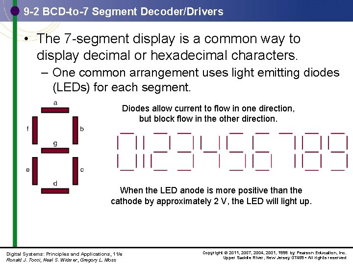 9 -2 BCD-to-7 Segment Decoder/Drivers • The 7 -segment display is a common way
