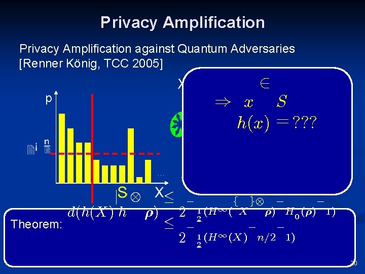 Privacy Amplification against Quantum Adversaries [Renner König, TCC 2005] 2 p ) x S