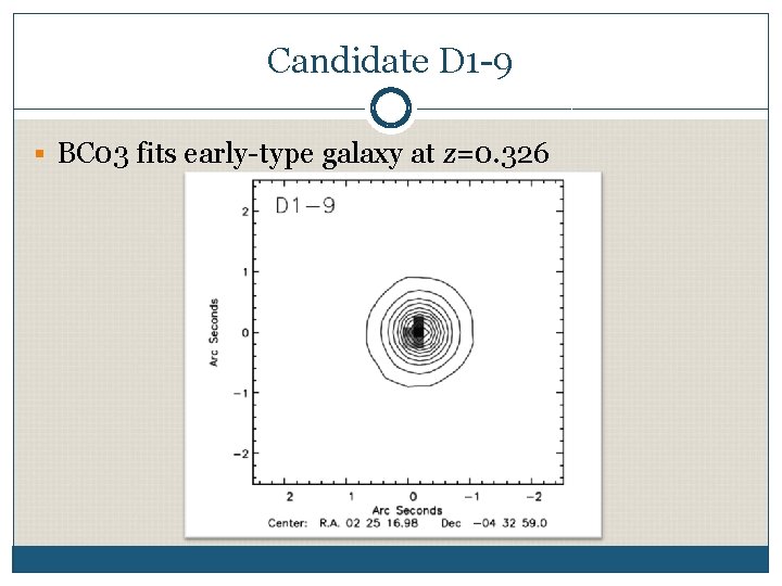 Candidate D 1 -9 § BC 03 fits early-type galaxy at z=0. 326 