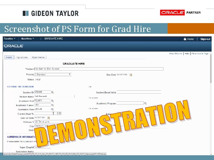 Screenshot of PS Form for Grad Hire N O I T A R T