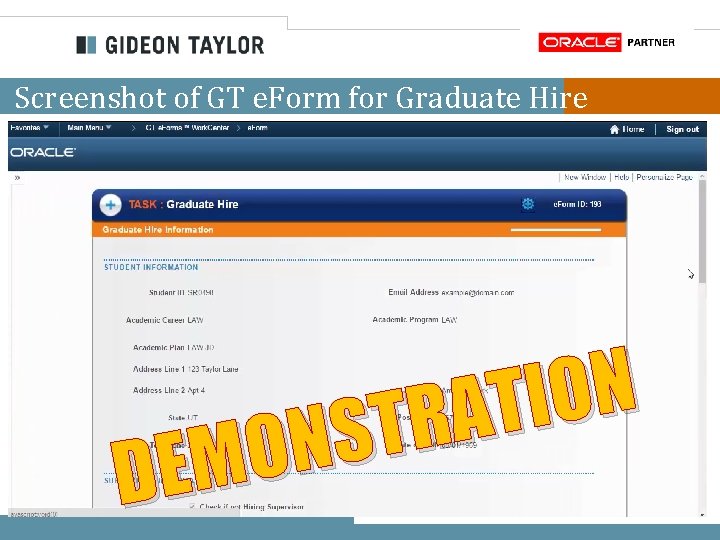 Screenshot of GT e. Form for Graduate Hire N O I T A R