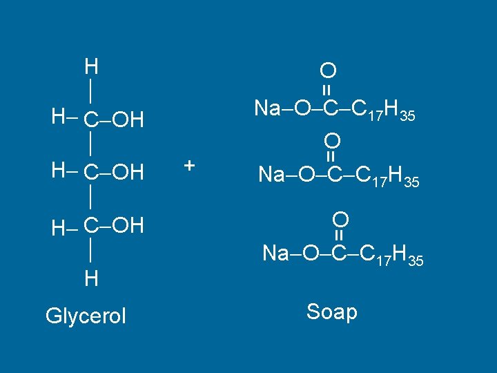 Glycerol = O O Na O C C 17 H 35 = + Na