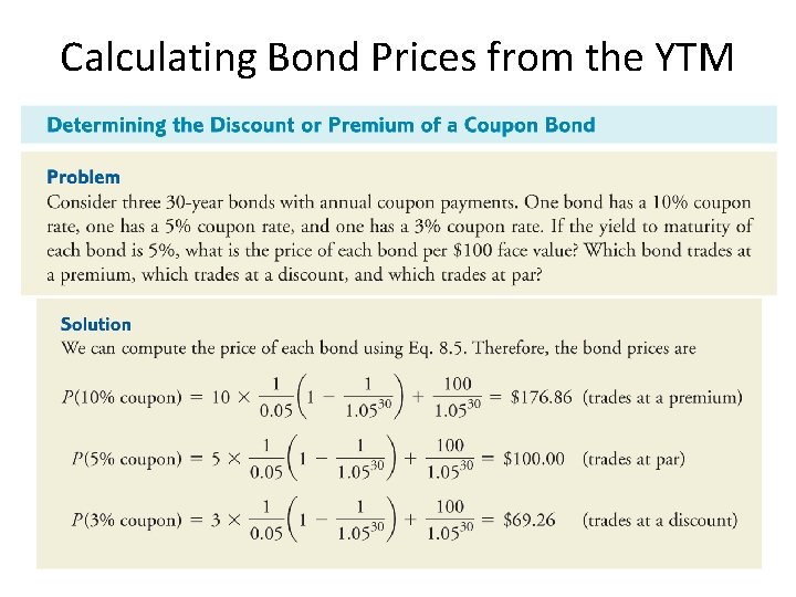 Calculating Bond Prices from the YTM 