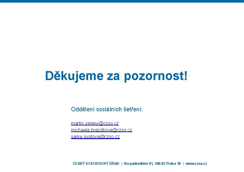 Děkujeme za pozornost! Oddělení sociálních šetření: martin. zeleny@czso. cz michaela. brazdilova@czso. cz sarka. sustova@czso.