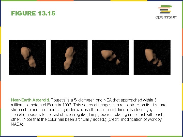FIGURE 13. 15 Near-Earth Asteroid. Toutatis is a 5 -kilometer long NEA that approached