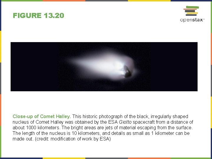 FIGURE 13. 20 Close-up of Comet Halley. This historic photograph of the black, irregularly