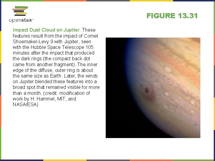 FIGURE 13. 31 Impact Dust Cloud on Jupiter. These features result from the impact