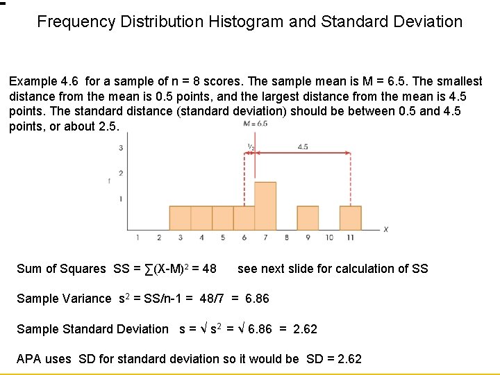 Frequency Distribution Histogram and Standard Deviation Example 4. 6 for a sample of n
