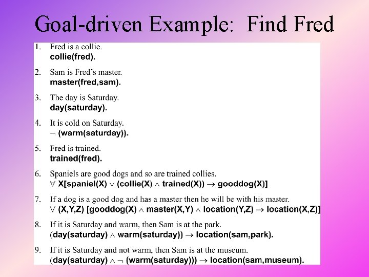 Goal-driven Example: Find Fred 