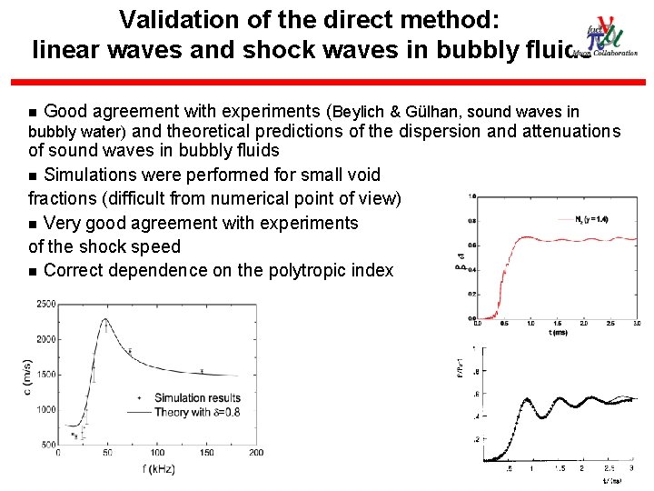 Validation of the direct method: linear waves and shock waves in bubbly fluids Good