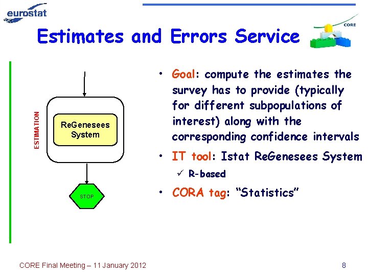 ESTIMATION Estimates and Errors Service Re. Genesees System • Goal: compute the estimates the