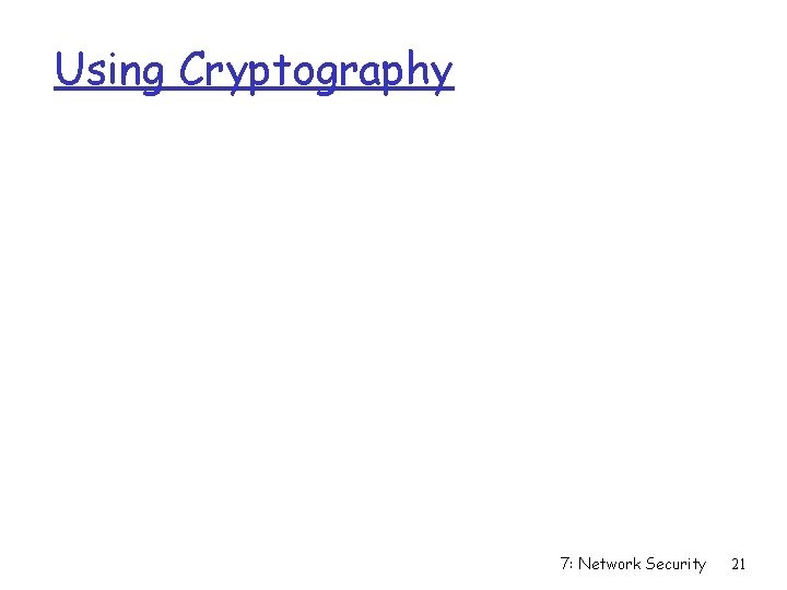 Using Cryptography 7: Network Security 21 