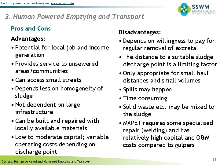 Find this presentation and more on: www. ssswm. info. 3. Human Powered Emptying and