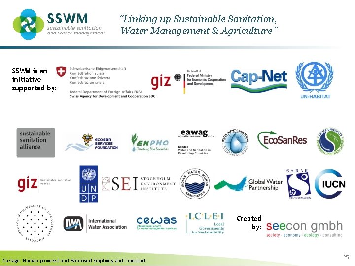 “Linking up Sustainable Sanitation, Water Management & Agriculture” SSWM is an initiative supported by: