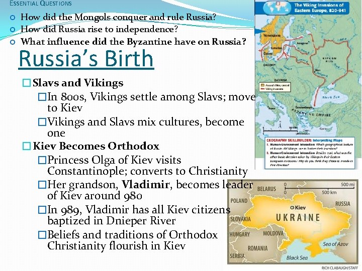 ESSENTIAL QUESTIONS How did the Mongols conquer and rule Russia? How did Russia rise