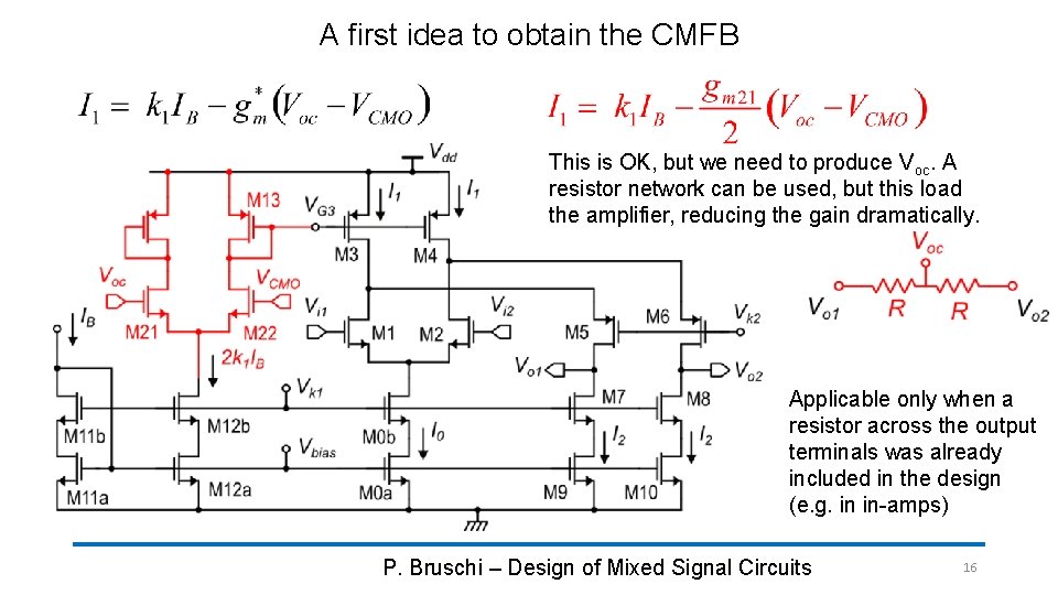 A first idea to obtain the CMFB This is OK, but we need to A first idea to obtain the CMFB This is OK, but we need to