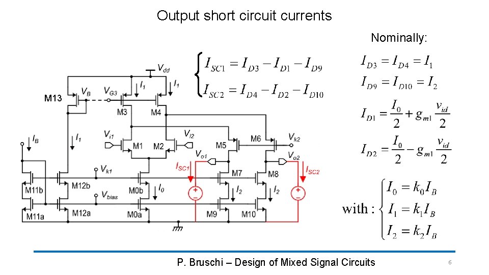 Output short circuit currents Nominally: M 13 P. Bruschi – Design of Mixed Signal Output short circuit currents Nominally: M 13 P. Bruschi – Design of Mixed Signal