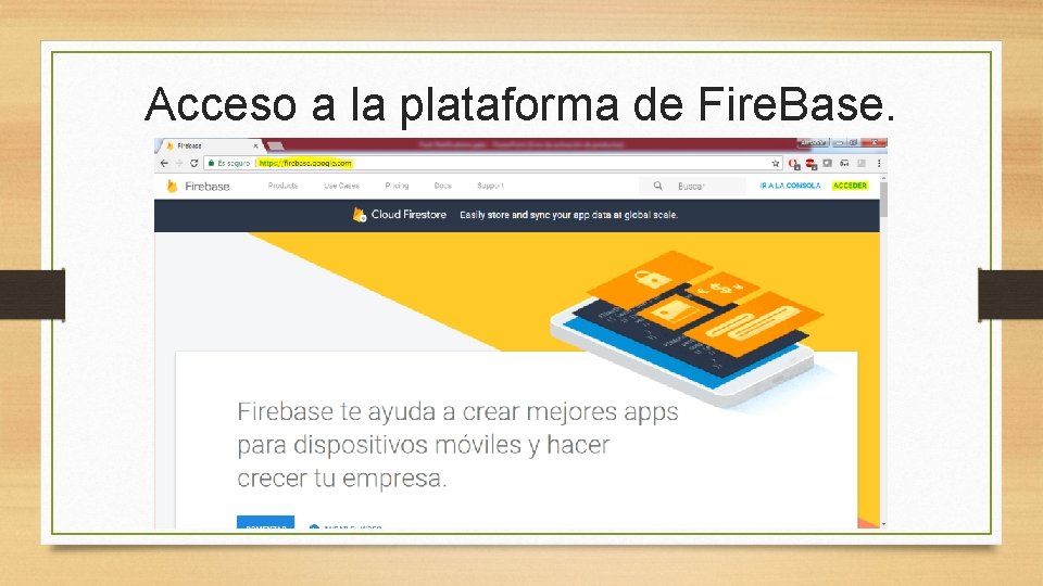 Acceso a la plataforma de Fire. Base. 