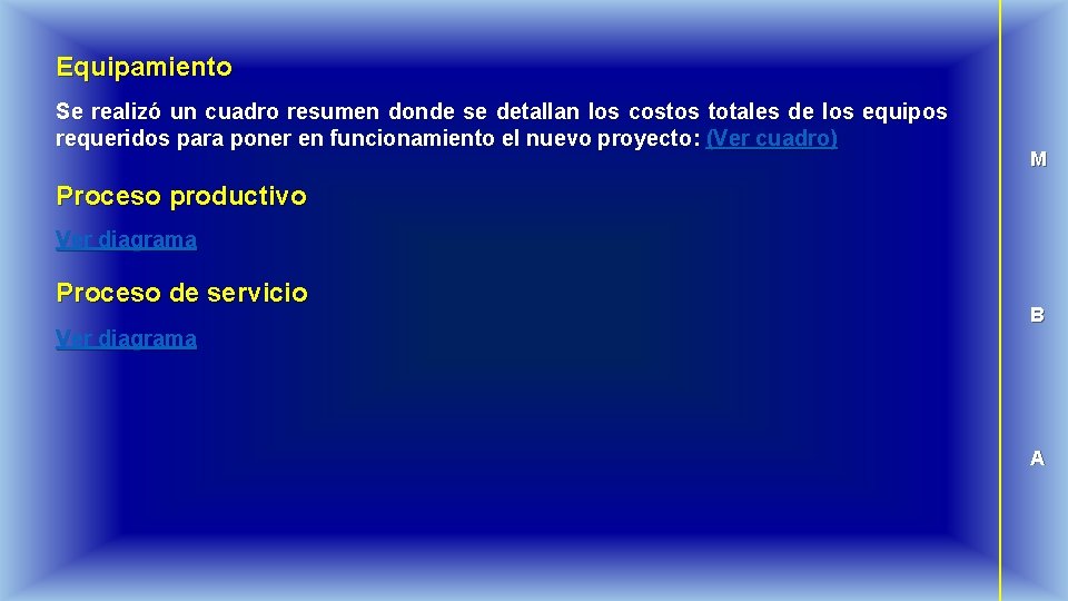 Equipamiento Se realizó un cuadro resumen donde se detallan los costos totales de los