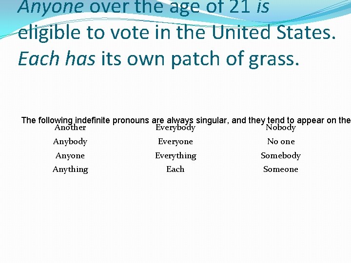 Anyone over the age of 21 is eligible to vote in the United States.