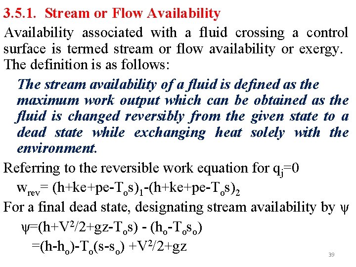 3. 5. 1. Stream or Flow Availability associated with a fluid crossing a control