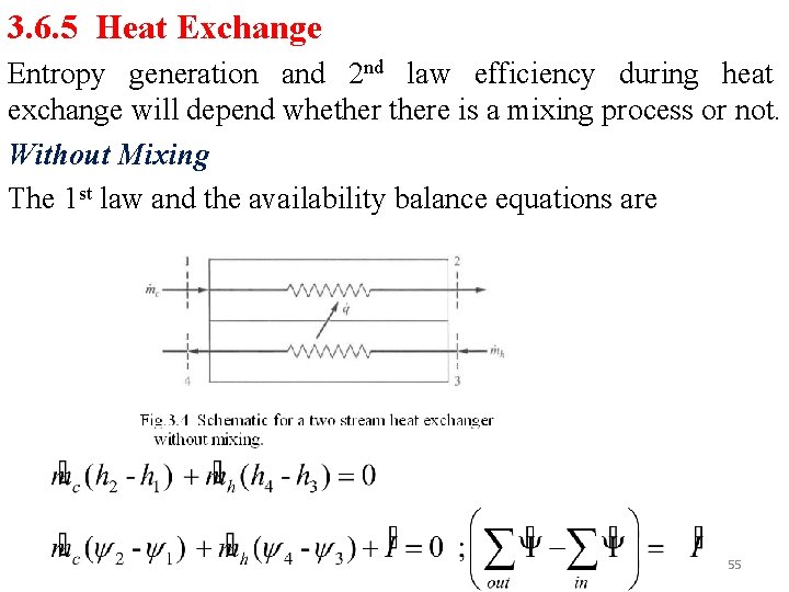 3. 6. 5 Heat Exchange Entropy generation and 2 nd law efficiency during heat