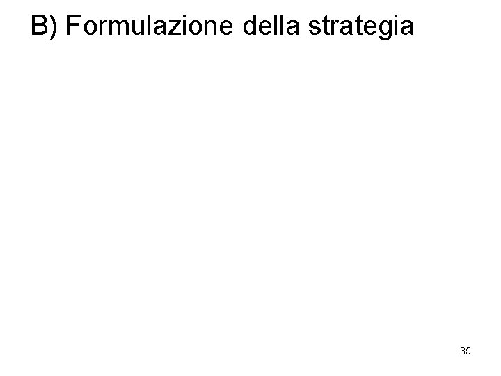 B) Formulazione della strategia 35 