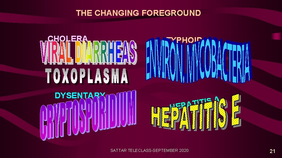 THE CHANGING FOREGROUND CHOLERA TYPHOID DYSENTARY A S I T I EPAT H SATTAR