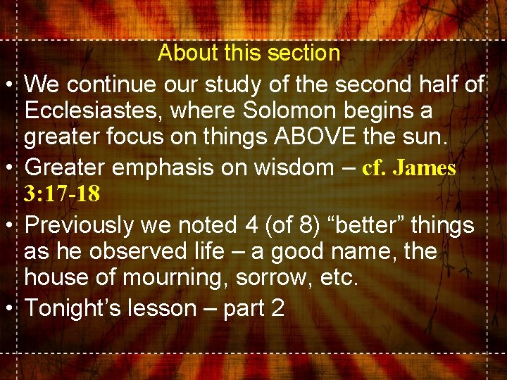  • • About this section We continue our study of the second half