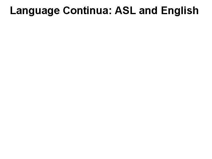 Language Continua: ASL and English 