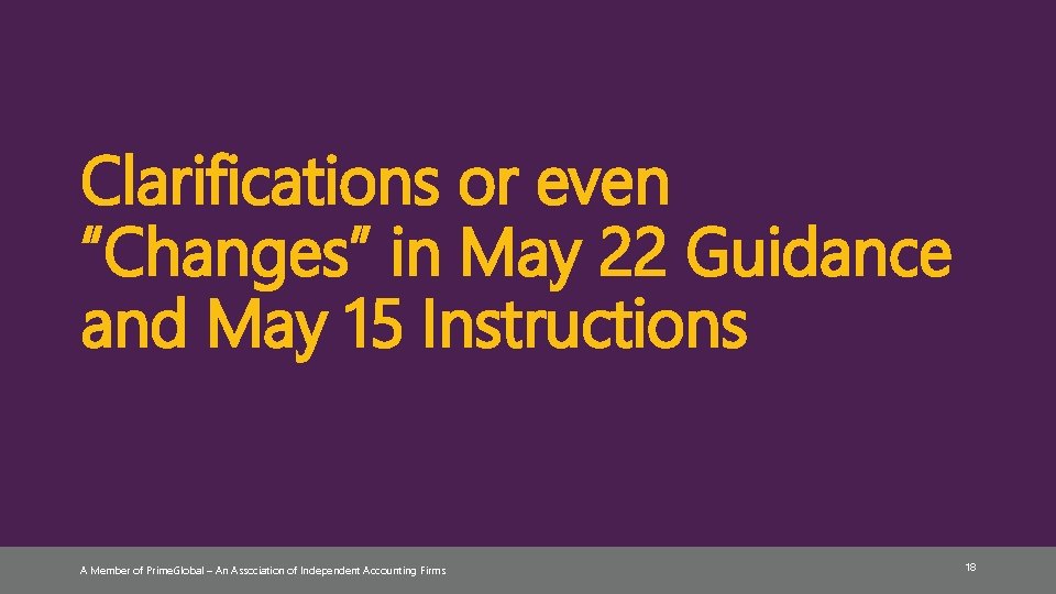Clarifications or even “Changes” in May 22 Guidance and May 15 Instructions A Member