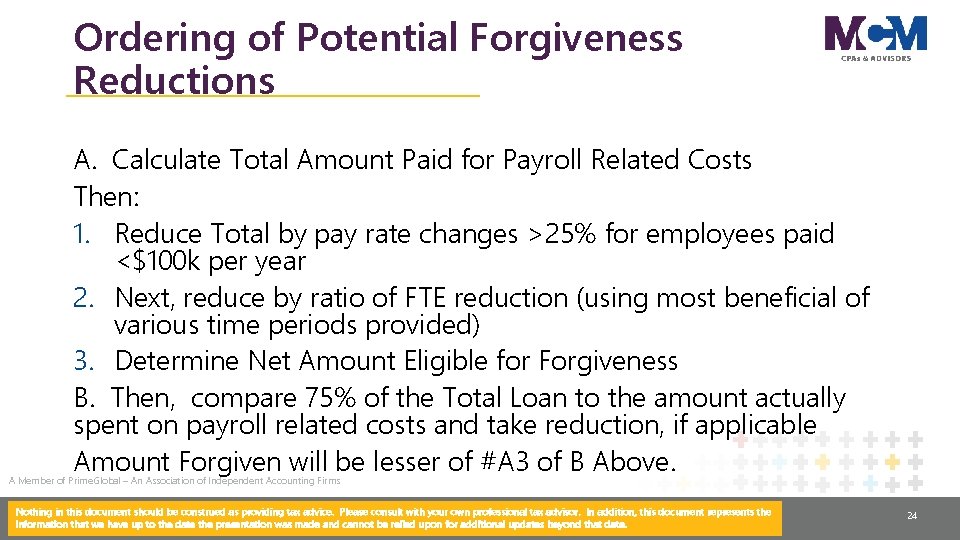 Ordering of Potential Forgiveness Reductions A. Calculate Total Amount Paid for Payroll Related Costs