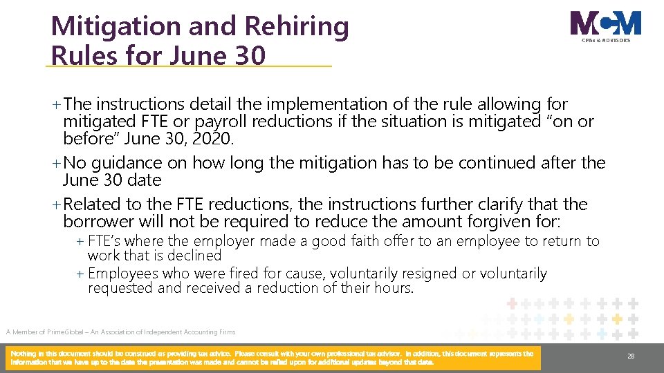 Mitigation and Rehiring Rules for June 30 +The instructions detail the implementation of the