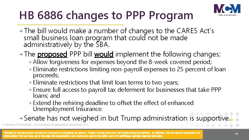HB 6886 changes to PPP Program +The bill would make a number of changes