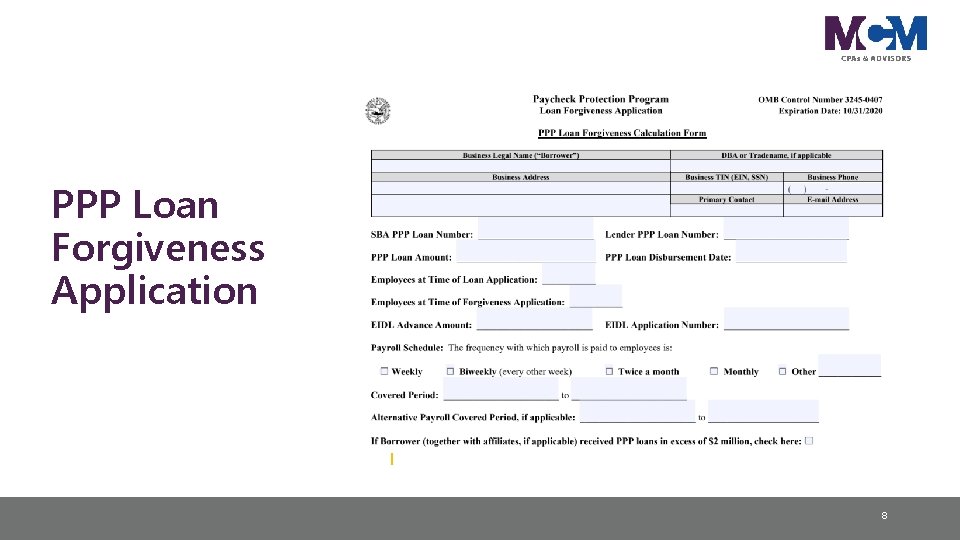 PPP Loan Forgiveness Application 8 