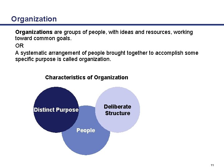 Organizations are groups of people, with ideas and resources, working toward common goals. OR