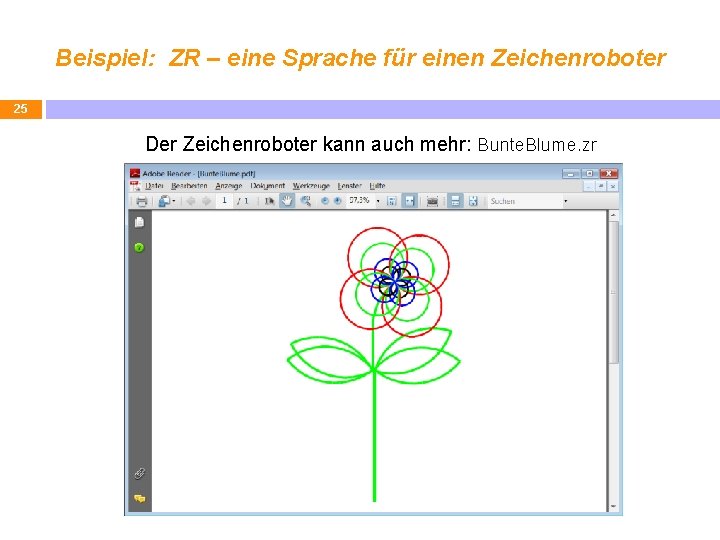 Beispiel: ZR – eine Sprache für einen Zeichenroboter 25 Der Zeichenroboter kann auch mehr: