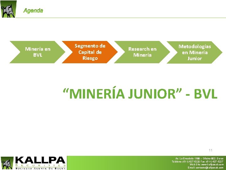 Minería en BVL Segmento de Capital de Riesgo Research en Minería Metodologías en Minería