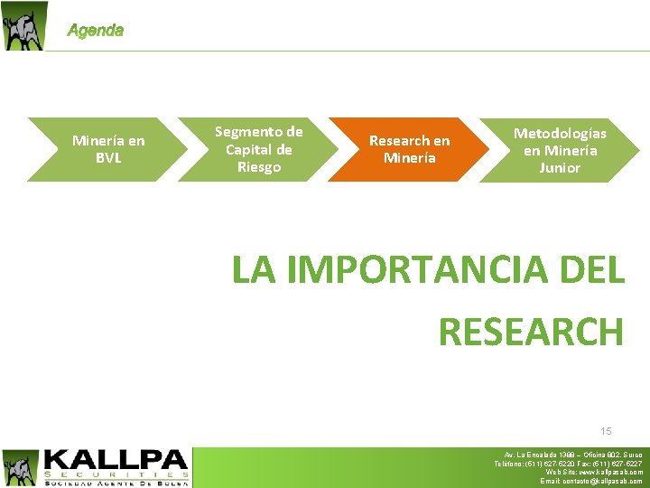 Minería en BVL Segmento de Capital de Riesgo Research en Minería Metodologías en Minería