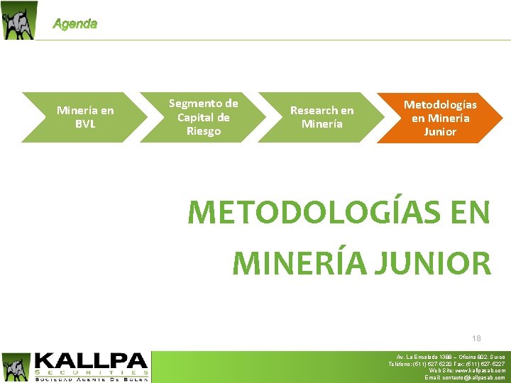 Minería en BVL Segmento de Capital de Riesgo Research en Minería Metodologías en Minería