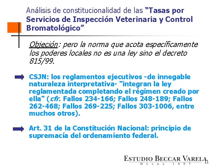 Análisis de constitucionalidad de las “Tasas por Servicios de Inspección Veterinaria y Control Bromatológico”